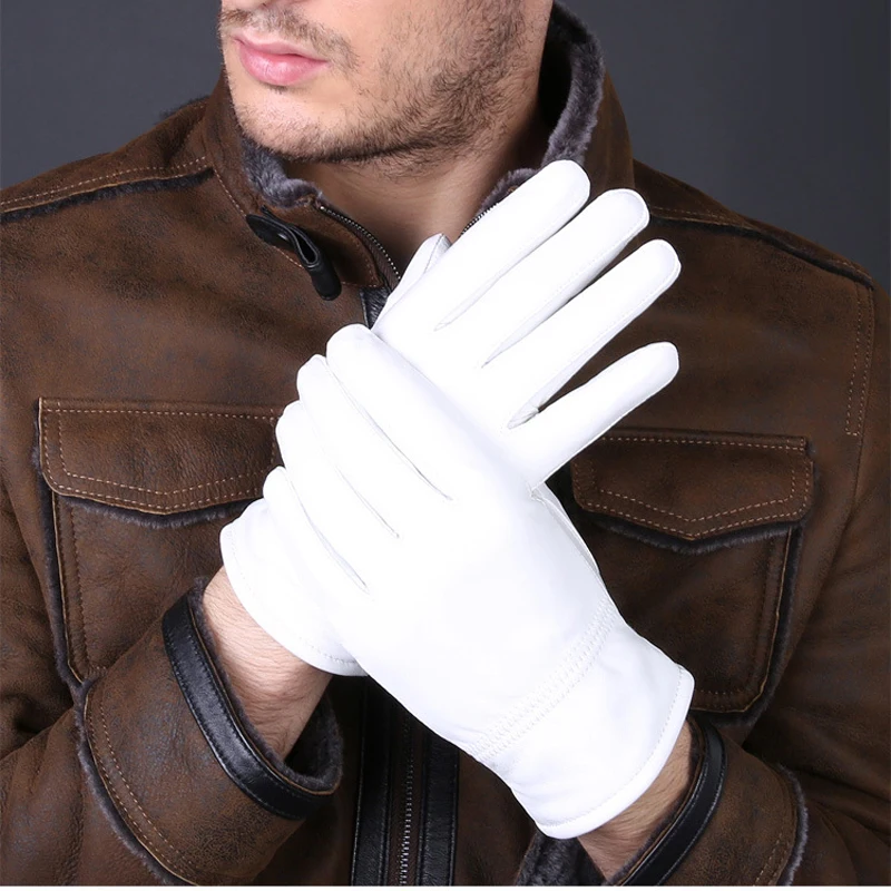 Leather Work Winter Gloves - 2025 inverno luvas brancas de couro