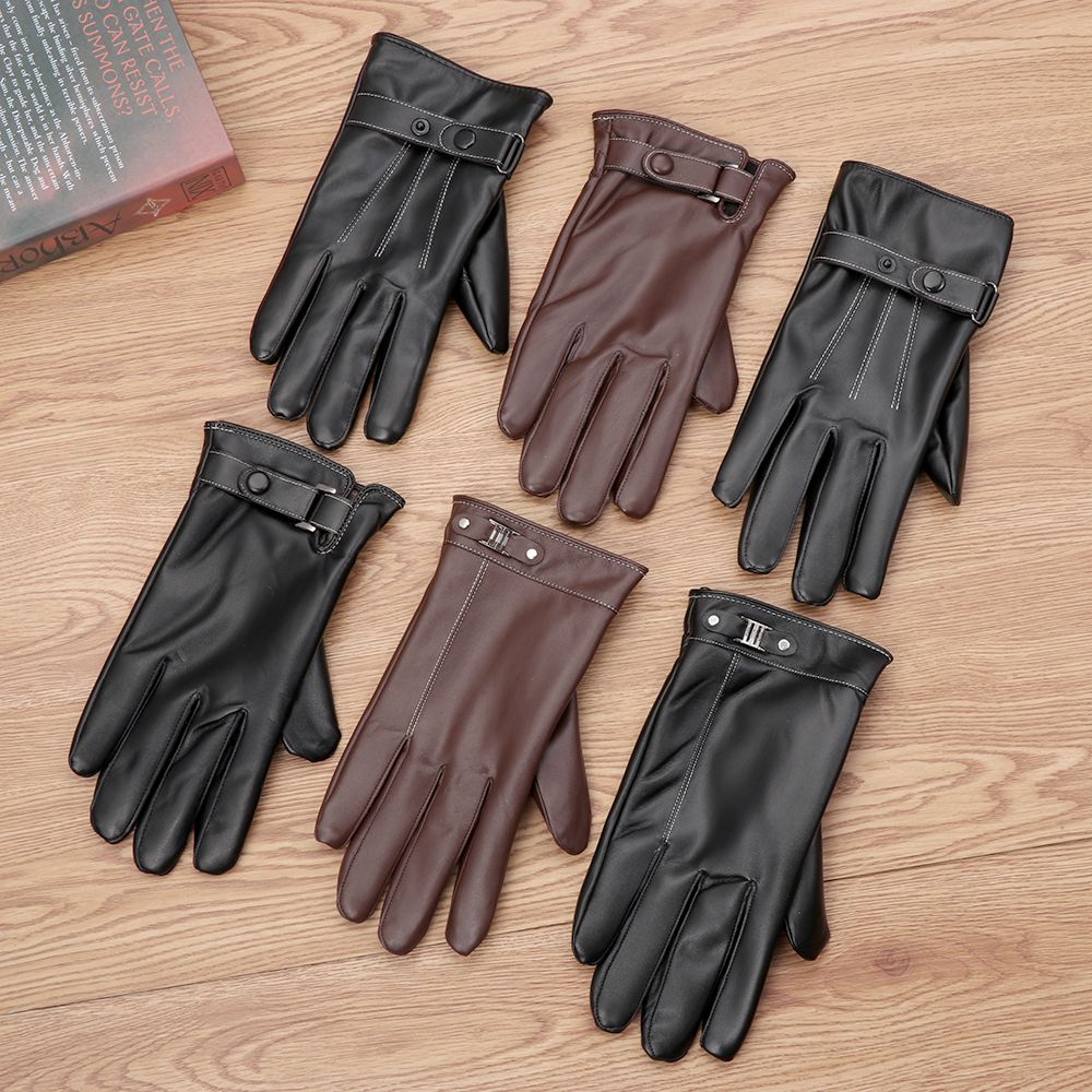 Leather Work Winter Gloves - Luvas de couro térmico de lã