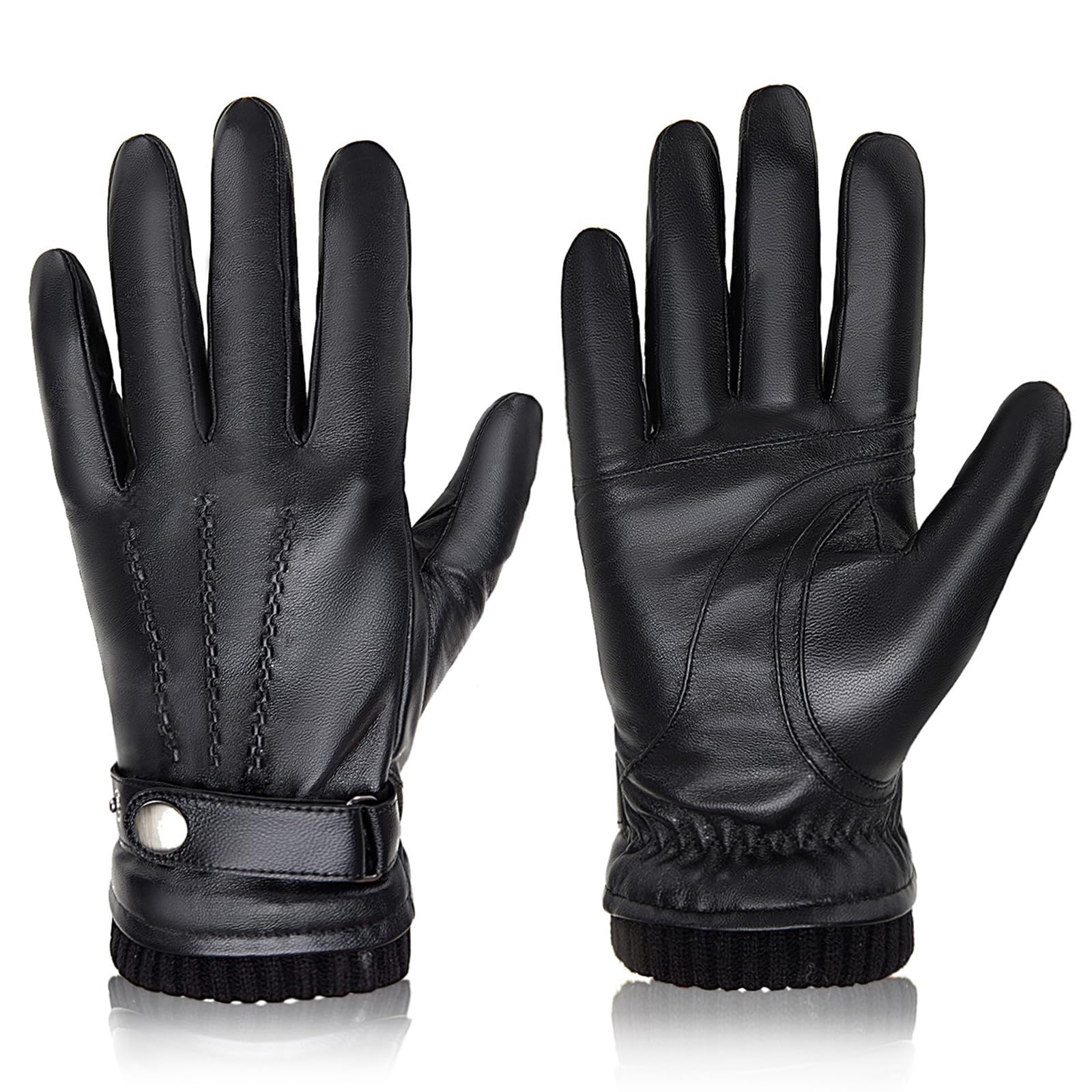 Leather Work Winter Gloves - Luvas Masculinas de Couro de Carneiro