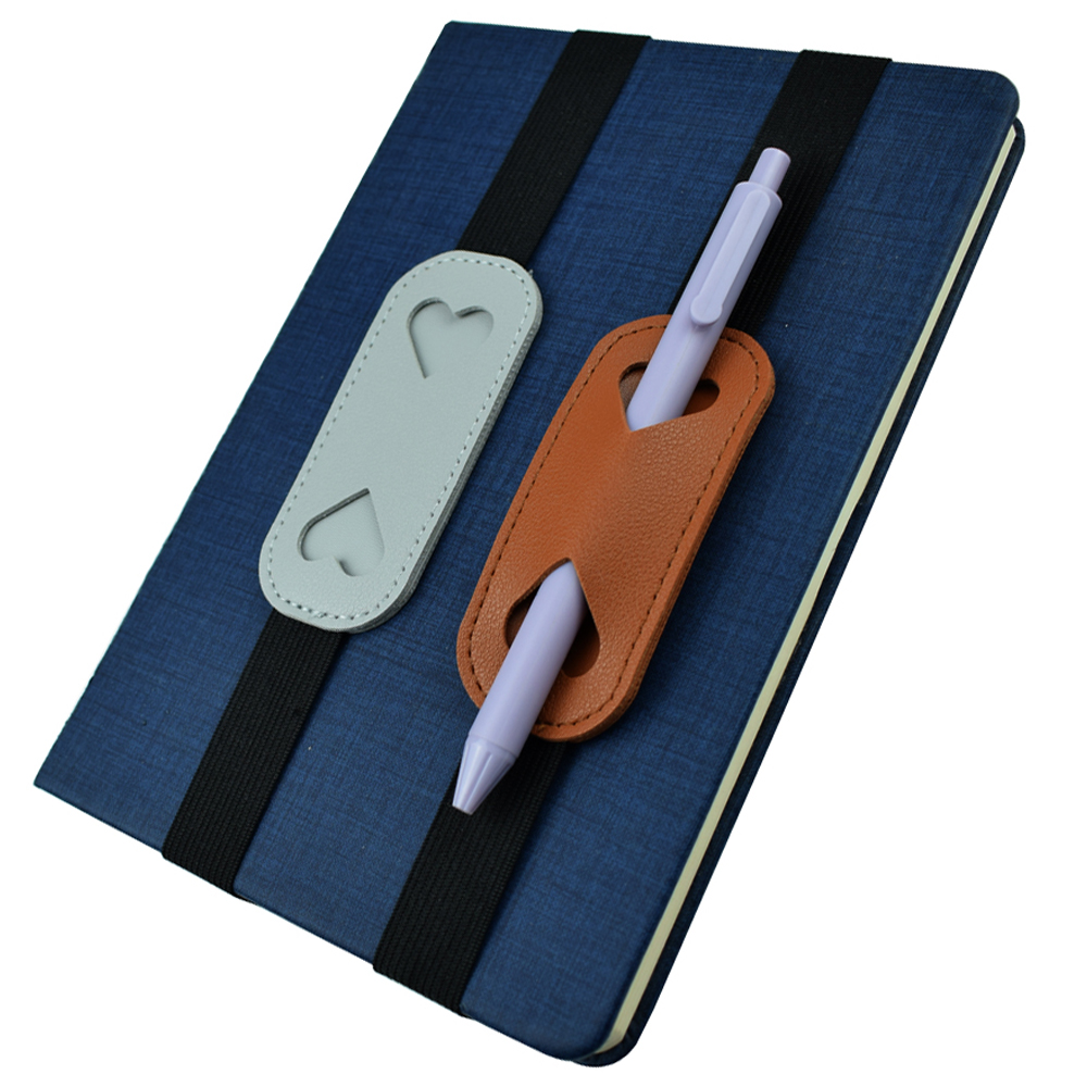 Leather Work Notebook - Faixa elástica de suporte de caneta