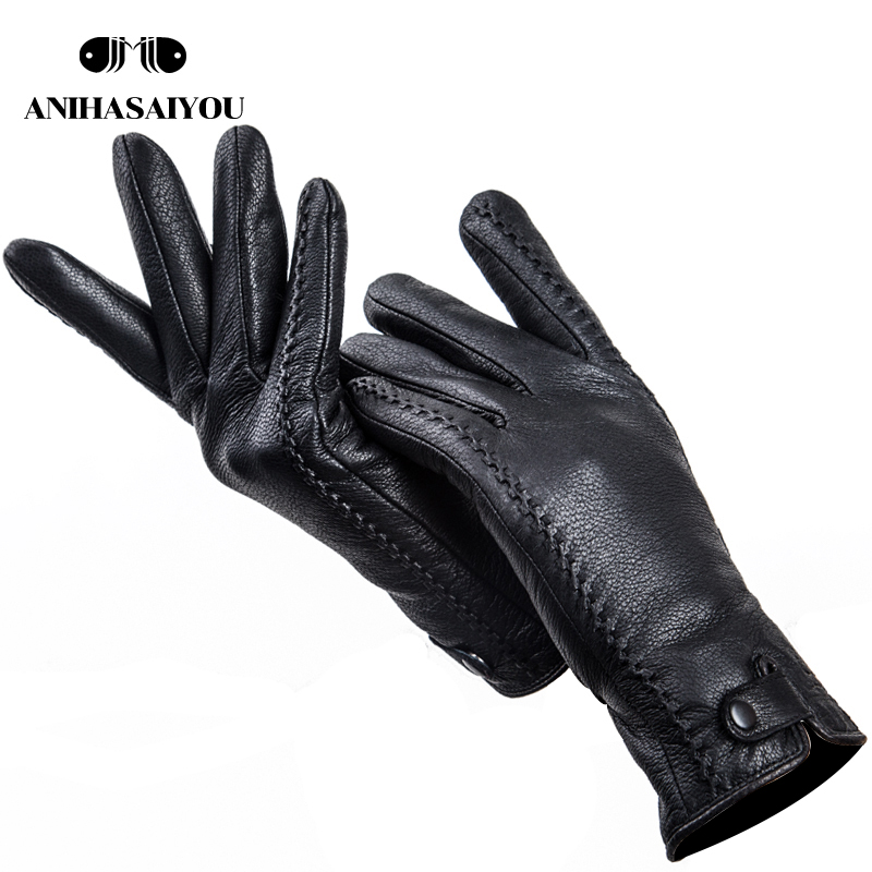 Leather Work Winter Gloves - Moda Buckskin luvas de couro feminino