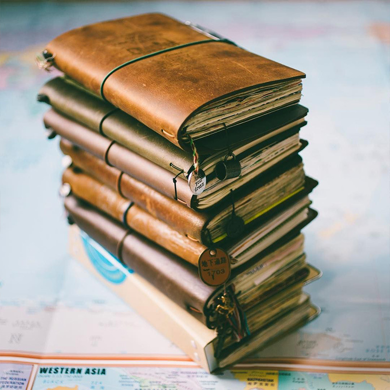 Leather Work Notebook - Capa de couro retro com defeito