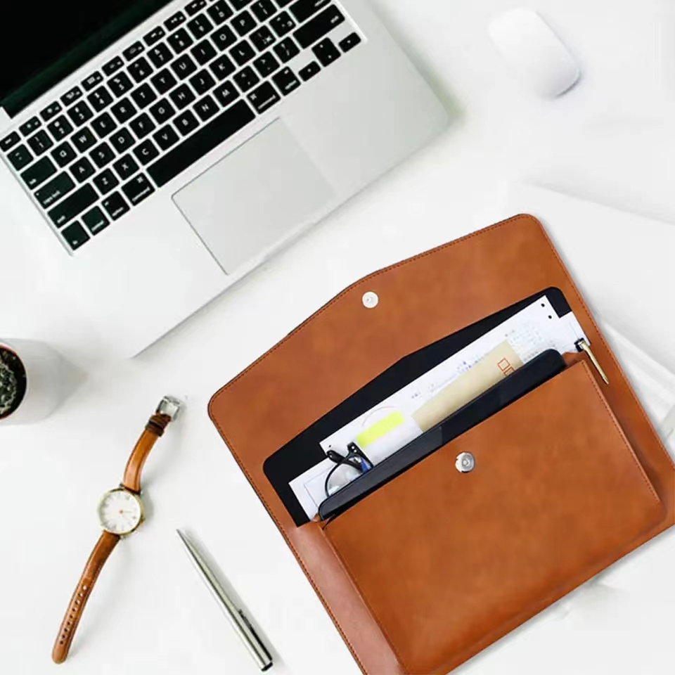 Leather Work Folder - Waterproof A4 couro documento saco, pasta