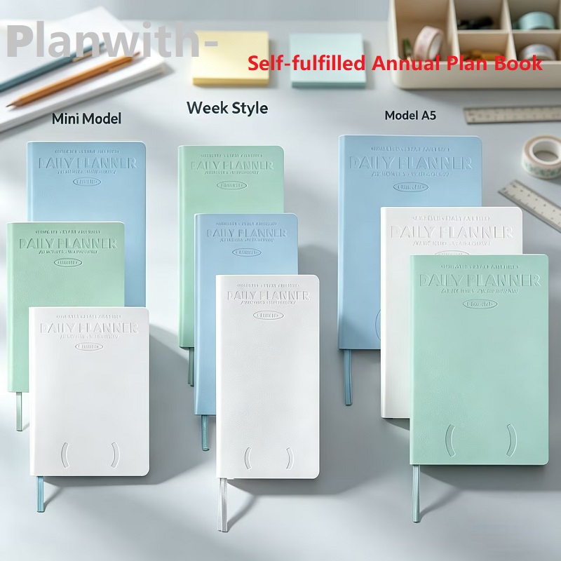 Leather Work Notebook - Planejador Anual Auto-datado Planwith, Caderno Diário