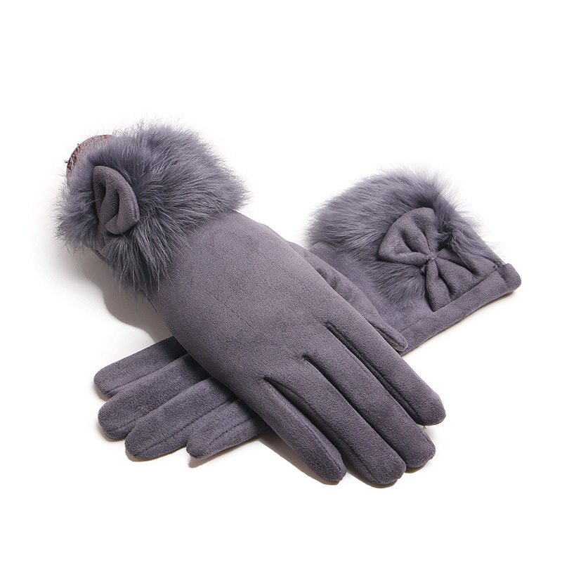 Leather Work Winter Gloves - Inverno feminino camurça couro arco de