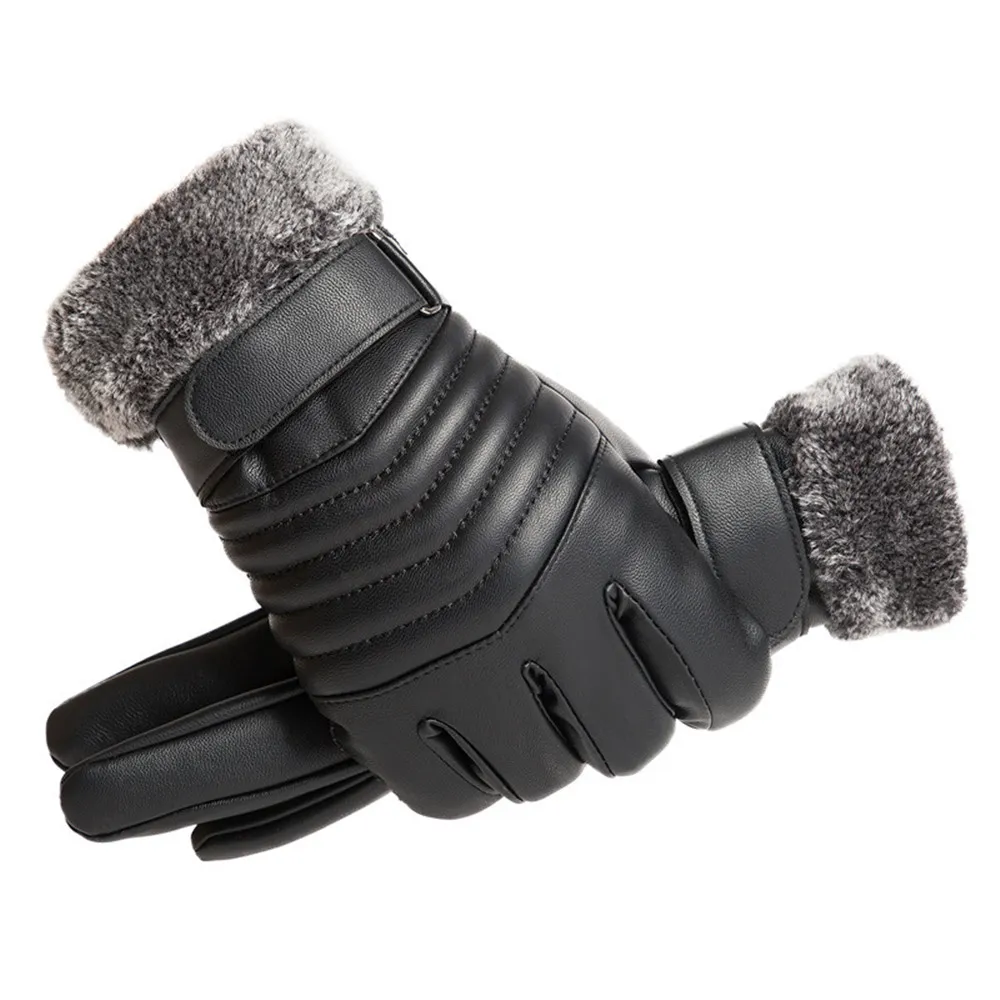 Leather Work Winter Gloves - Luvas de isolamento de pelúcia para