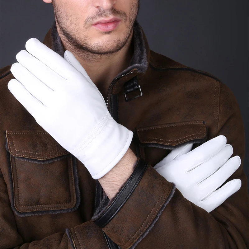 2025 inverno luvas brancas de  - Leather Work Winter Gloves avaliação e preço