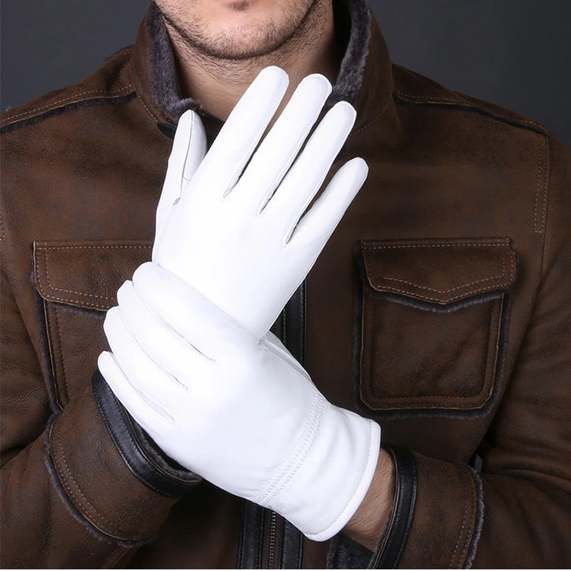 2025 inverno luvas brancas de  - Leather Work Winter Gloves avaliação e preço
