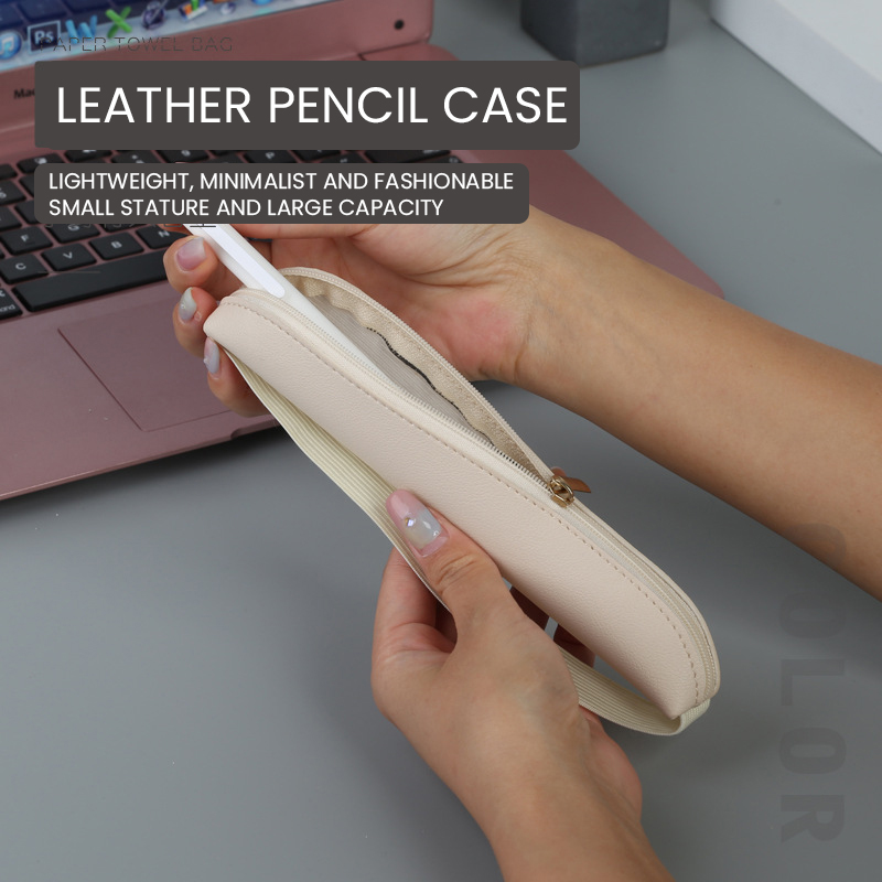 PU Couro Pen Holder com Zíper  - Leather Work Notebook avaliação e preço