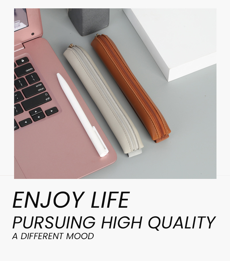 PU Couro Pen Holder com Zíper  - Leather Work Notebook avaliação e preço