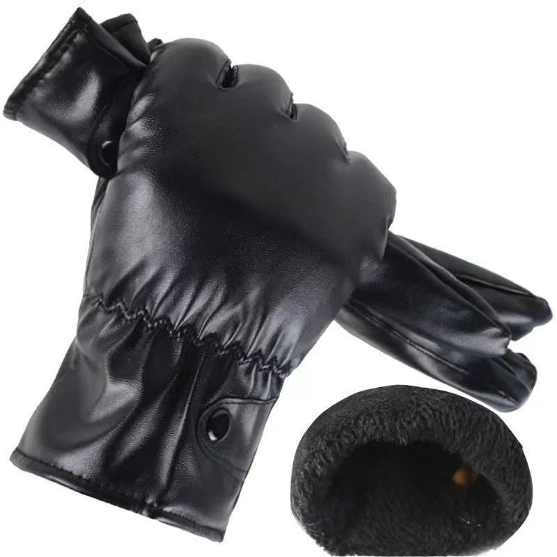 Moda inverno preto luvas de co - Leather Work Winter Gloves avaliação e preço