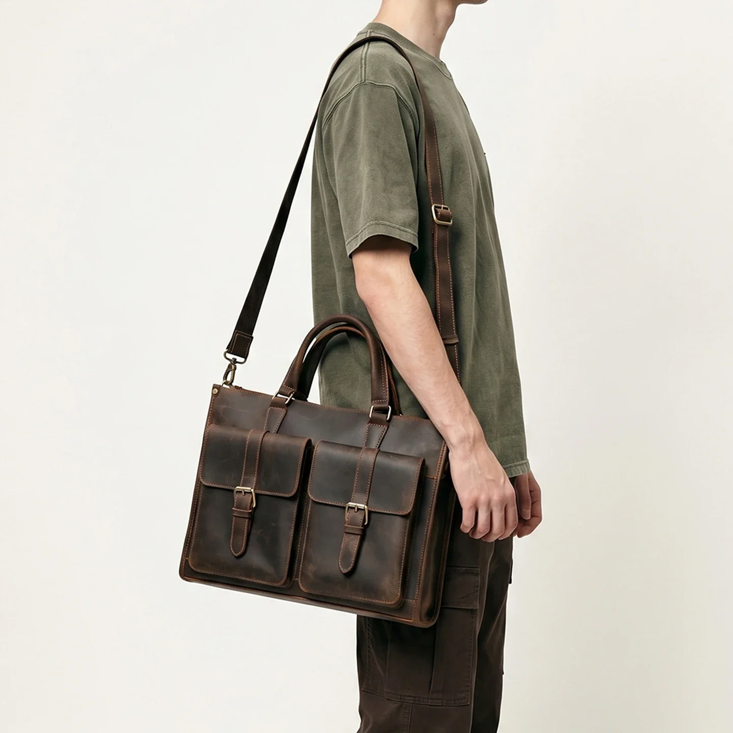 Bolsa de Ombro Masculina Vinta - Leatherwork Thread avaliação e preço