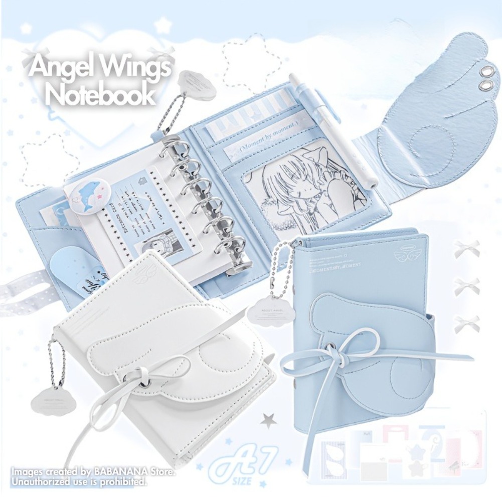 Caderno Kawaii com Asas de Anj - Leather Work Notebook avaliação e preço